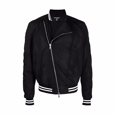 BALMAIN FW21 Logo Print Bomber Jacket Black XH1TF086XB27-EAB