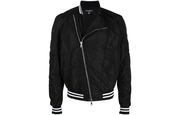 Order 巴尔曼 FW21 黑色徽标印花飞行夹克 XH1TF086XB27-EAB