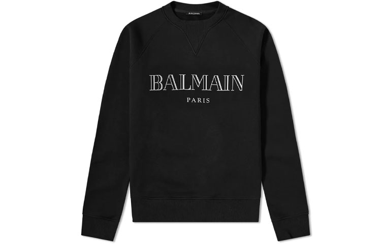 Balmain FW21 Logo Print Crewneck Long Sleeve Sweatshirt Black W8H6279-I350-1766