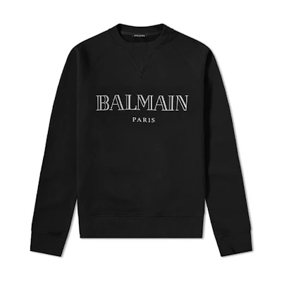 Balmain FW21 Logo Print Crewneck Long Sleeve Sweatshirt Black W8H6279-I350-1766