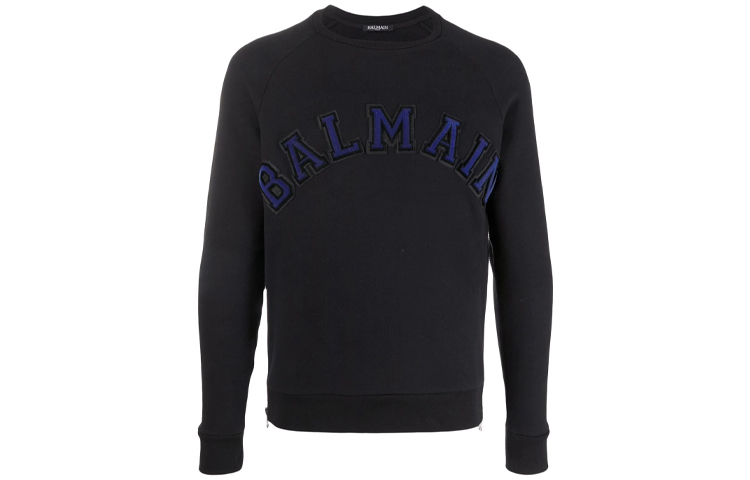 Balmain FW21 Logo Print Crewneck Sweatshirt Black Mens W8H6326J-190B-176