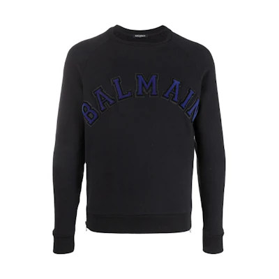 Balmain FW21 Logo Print Crewneck Sweatshirt Black Mens W8H6326J-190B-176