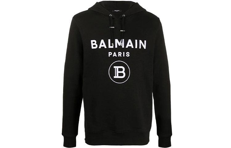 Balmain FW21 Logo Print Hoodie Black TH03642I200-EAB