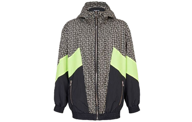 Balmain FW21 Logo Print Hoodie Jacket Men’s Black WH2TI035I687-GFE