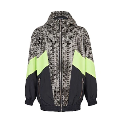 Balmain FW21 Logo Print Hoodie Jacket Men’s Black WH2TI035I687-GFE