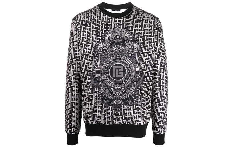 Order BALMAIN FW21 男士灰色Logo印花寬鬆版型長袖上衣。 WH1JQ040G072-GFE