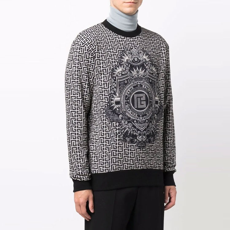 Details for BALMAIN FW21 男士灰色Logo印花寬鬆版型長袖上衣。 WH1JQ040G072-GFE
