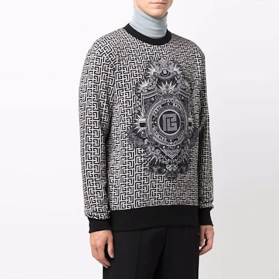 BALMAIN FW21 男士灰色Logo印花寬鬆版型長袖上衣。 WH1JQ040G072-GFE Details for BALMAIN FW21 男士灰色Logo印花寬鬆版型長袖上衣。 WH1JQ040G072-GFE