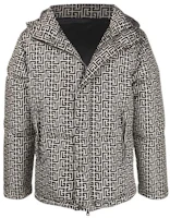 Balmain FW21 Logo Print Puffer Hooded Jacket Black () WH1TP036I687GFE Balmain FW21 Logo Print Puffer Hooded Jacket Black () WH1TP036I687GFE