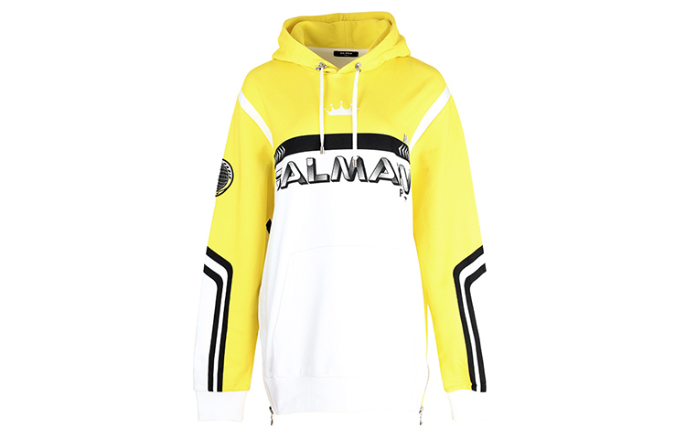 Balmain FW21 Logo Print Pullover Hoodie Men’s Colorblock WH1JT000-G084-IAV