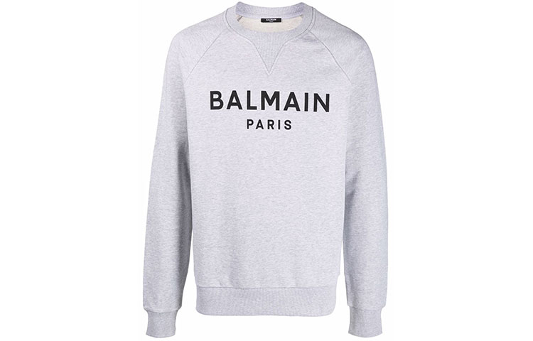 Balmain FW21 Logo Print Pullover Long Sleeve Sweatshirt Grey WH1JQ005B115-YDU