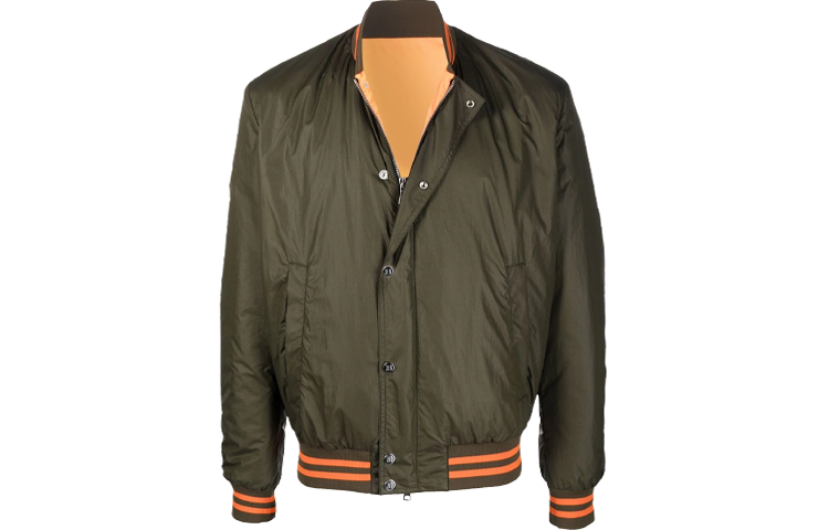 Balmain FW21 Logo Print Striped Jacket Army Green Long Sleeve WH0TF002140X-UDC