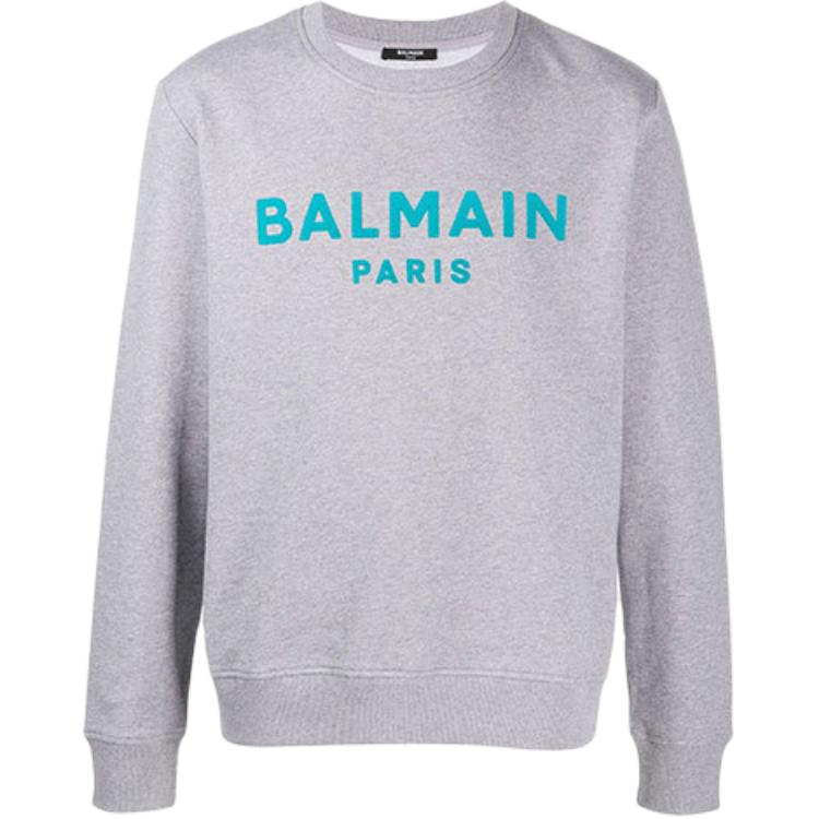 Balmain FW21 Logo Print Sweater Grey VH1JQ040B075YEA