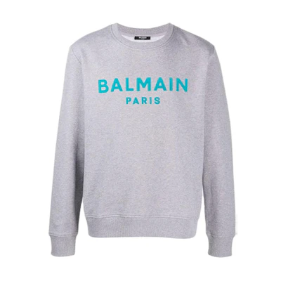 Balmain FW21 Logo Print Sweater Grey VH1JQ040B075YEA