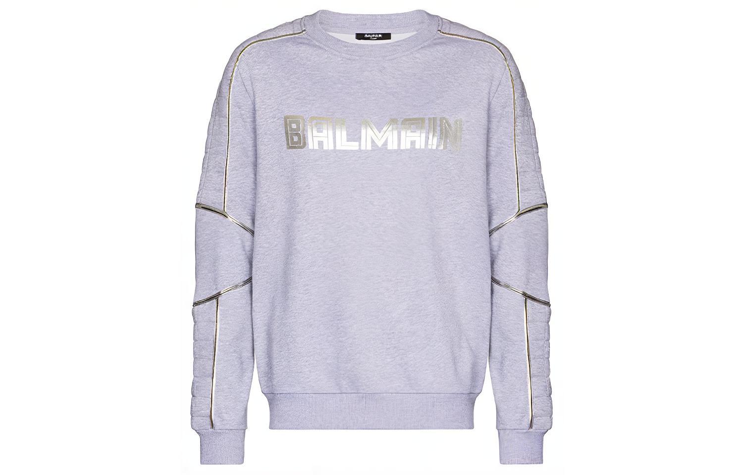 Balmain FW21 Logo Pullover Crewneck Sweatshirt Men’s Grey WH0JQ044-B153-YBG