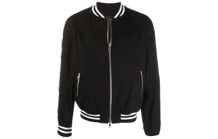 Balmain FW21 Logo Sleeve Zip Jacket Black RH08893Z063-0PA