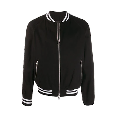 Balmain FW21 Logo Sleeve Zip Jacket Black RH08893Z063-0PA