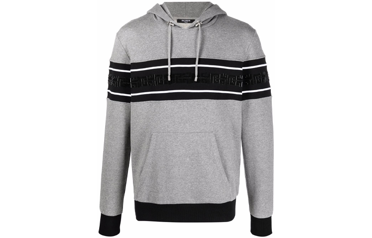 Balmain FW21 Logo Stripe Print Sweatshirt Grey () WH1JR002-273J-YBO