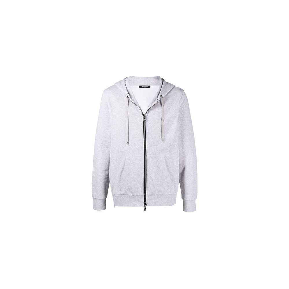 Balmain FW21 Logo Zip-Up Hoodie () - Grey VH1JR010B027-9UB
