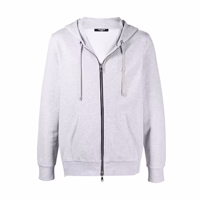 Balmain FW21 Logo Zip-Up Hoodie () - Grey VH1JR010B027-9UB
