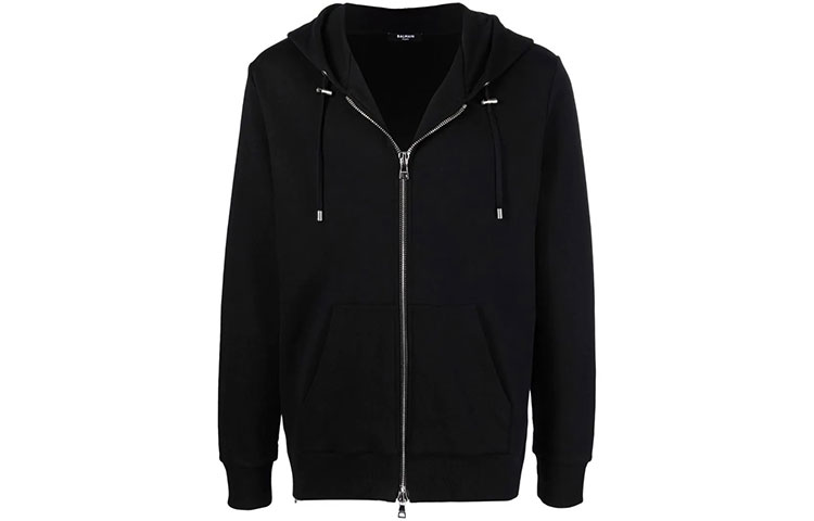 Balmain FW21 Logo Zip-Up Hoodie Jacket Black XH1JR010BB20-0PA