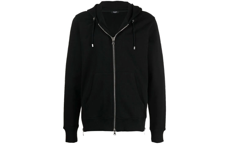 Balmain FW21 Logo Zip-Up Sweatshirt Black UH13643I380-EAB