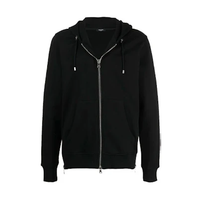 Balmain FW21 Logo Zip-Up Sweatshirt Black UH13643I380-EAB