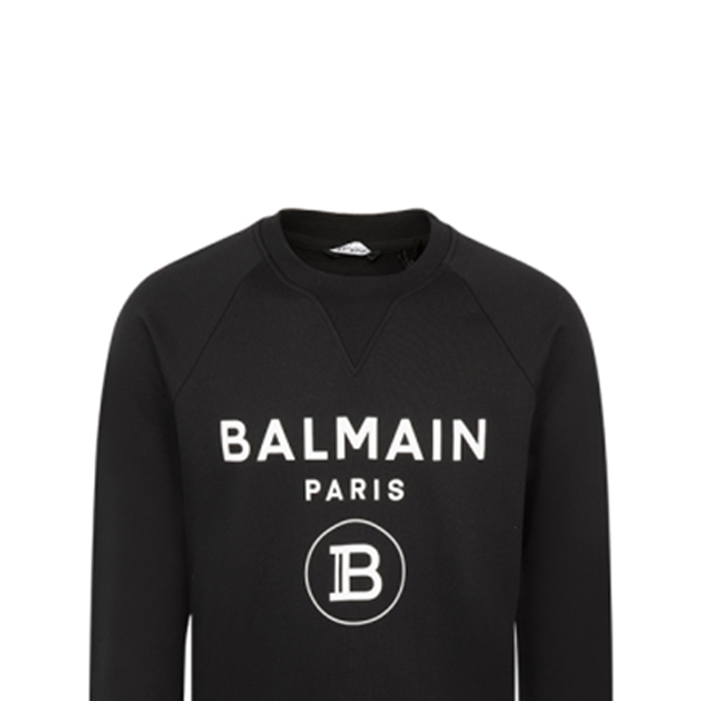 Details for BALMAIN FW21 Baju Minimalis Cetak Huruf Crewneck Hitam VH1JQ005B027-0PA