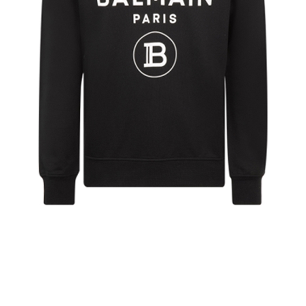Sizing BALMAIN FW21 Baju Minimalis Cetak Huruf Crewneck Hitam VH1JQ005B027-0PA