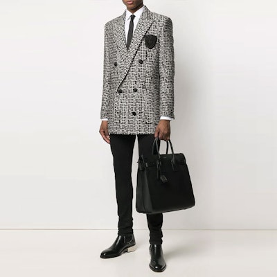 발맹 FW21 모노그램 로고 프린트 블레이저 블랙 화이트 VH0SI025C212-GFE Lookbook 발맹 FW21 모노그램 로고 프린트 블레이저 블랙 화이트 VH0SI025C212-GFE