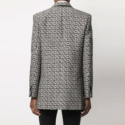 발맹 FW21 모노그램 로고 프린트 블레이저 블랙 화이트 VH0SI025C212-GFE Shop 발맹 FW21 모노그램 로고 프린트 블레이저 블랙 화이트 VH0SI025C212-GFE