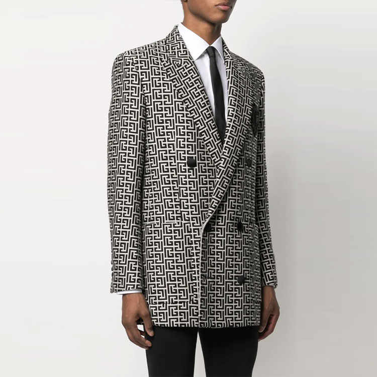 Purchase 발맹 FW21 모노그램 로고 프린트 블레이저 블랙 화이트 VH0SI025C212-GFE