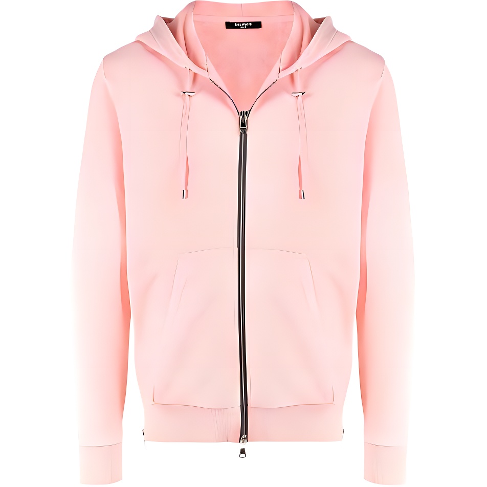 Balmain FW21 Pink Zip-Up Hoodie for Men VH1JR010G023-4KI