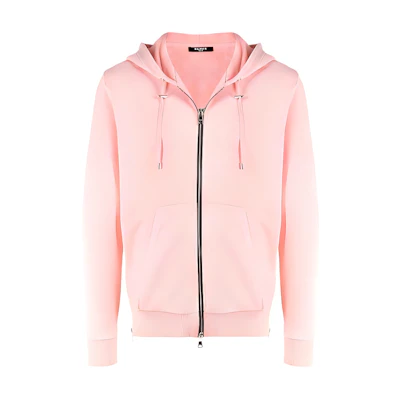 Balmain FW21 Pink Zip-Up Hoodie for Men VH1JR010G023-4KI