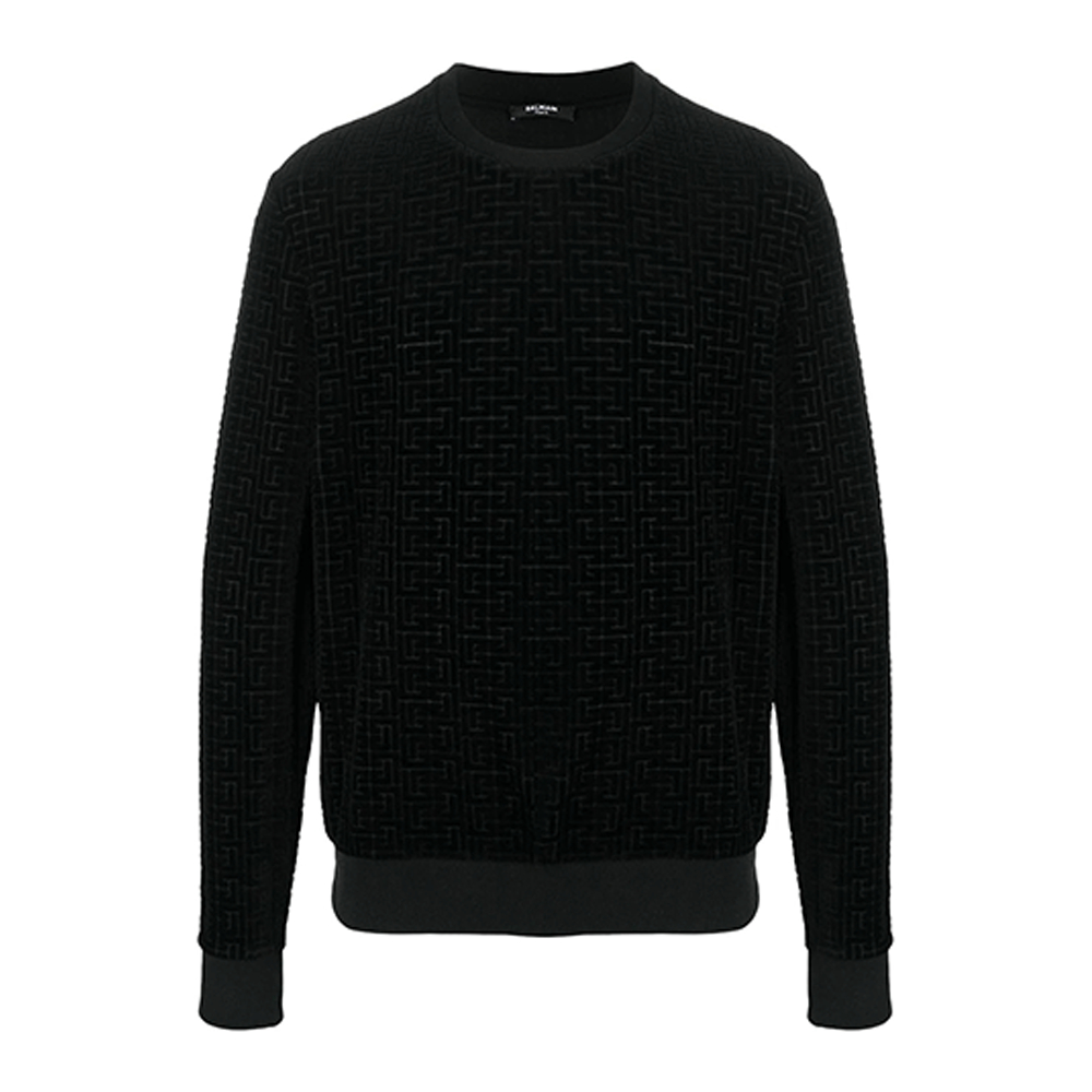 Balmain FW21 Velvet Logo All-Over Print Sweatshirt Black () VH2JQ040B090-0PA