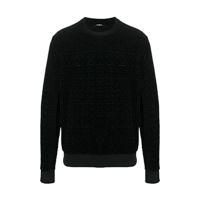 Balmain FW21 Velvet Logo All-Over Print Sweatshirt Black () VH2JQ040B090-0PA