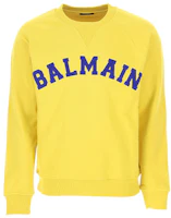 Balmain FW21 Yellow Logo Embroidered Pullover Sweatshirt Mens UH13279-I377-IAL Balmain FW21 Yellow Logo Embroidered Pullover Sweatshirt Mens UH13279-I377-IAL