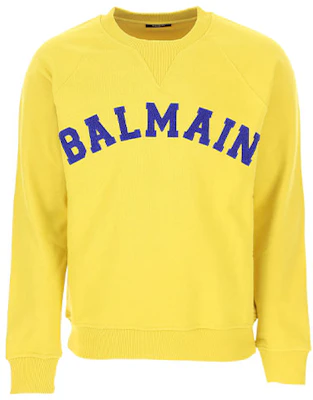 Balmain FW21 Yellow Logo Embroidered Pullover Sweatshirt Mens UH13279-I377-IAL Buy Balmain FW21 Yellow Logo Embroidered Pullover Sweatshirt Mens UH13279-I377-IAL