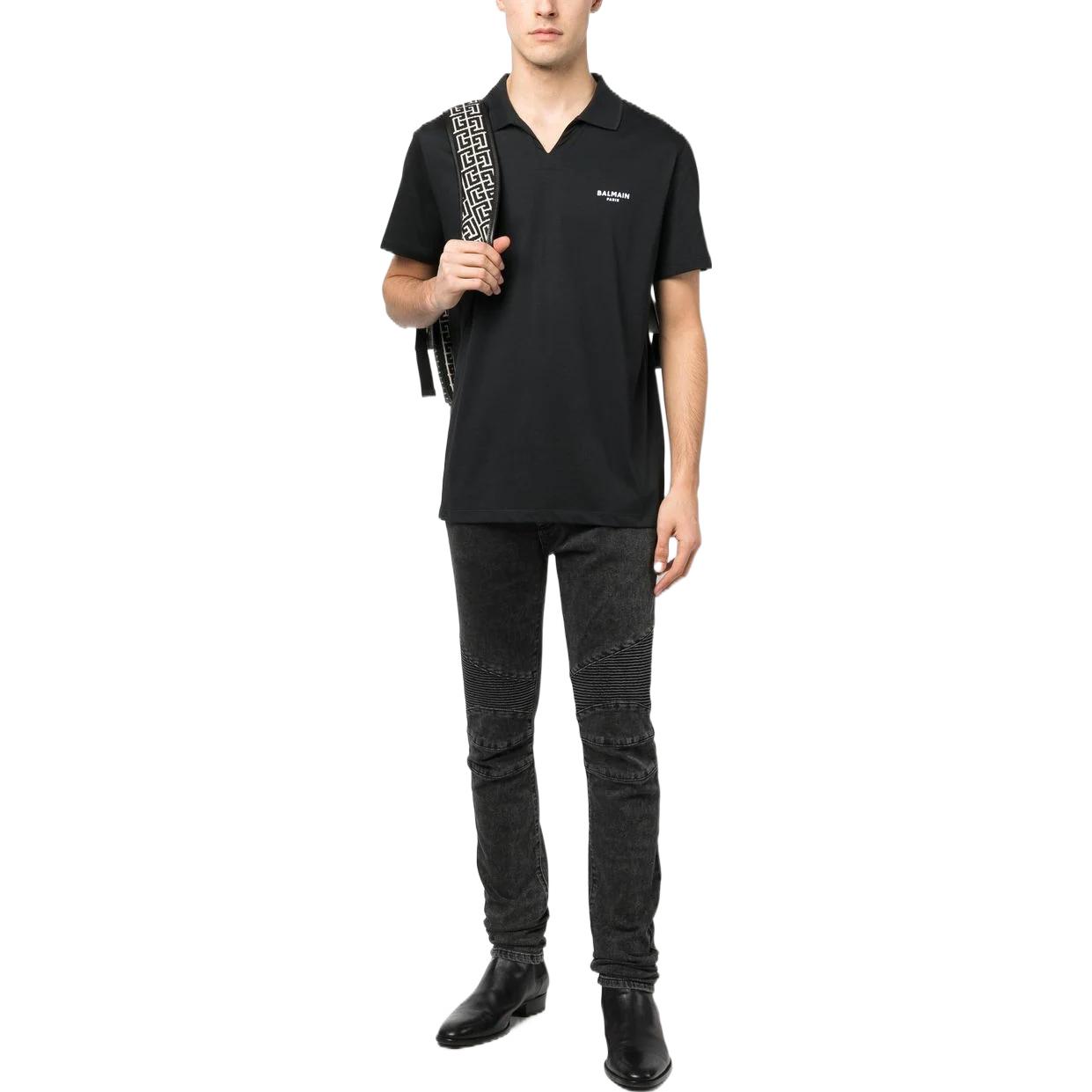 Lookbook BALMAIN FW22  Black Logo Embroidered Polo Shirt. AH1GB005BB04-EAB