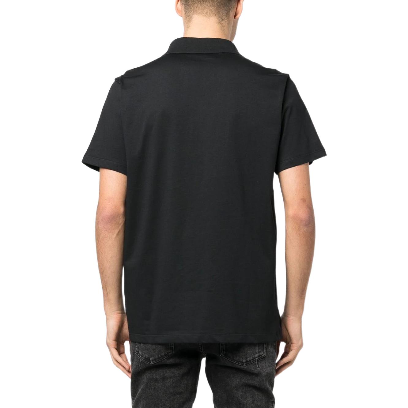 Shop BALMAIN FW22  Black Logo Embroidered Polo Shirt. AH1GB005BB04-EAB