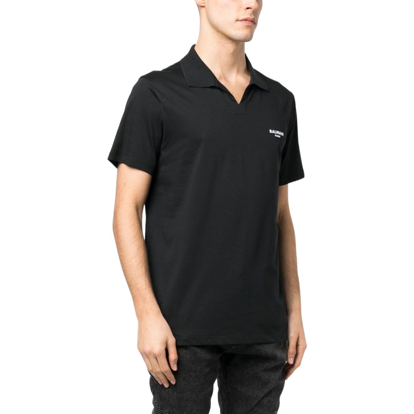 Purchase BALMAIN FW22  Black Logo Embroidered Polo Shirt. AH1GB005BB04-EAB