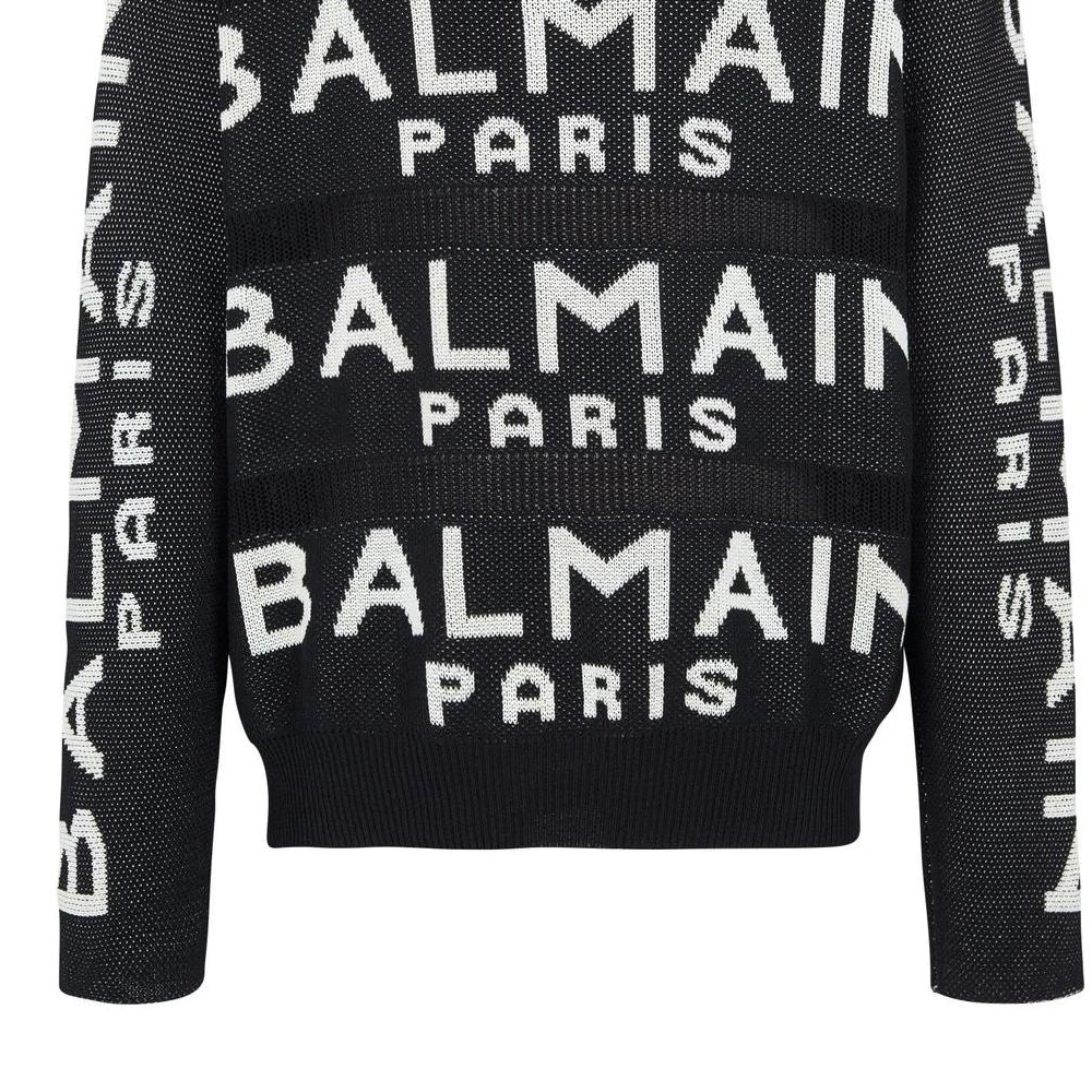 Sizing 巴尔曼 FW22 黑色 Logo 针织套头毛衣 圆领衫 AH1KE010KE07