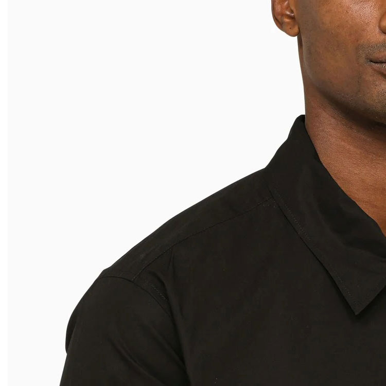 Details for BALMAIN FW22  Black Long Sleeve Shirt with Logo Print and Zipper Pockets YH1HD010CB33-0PA