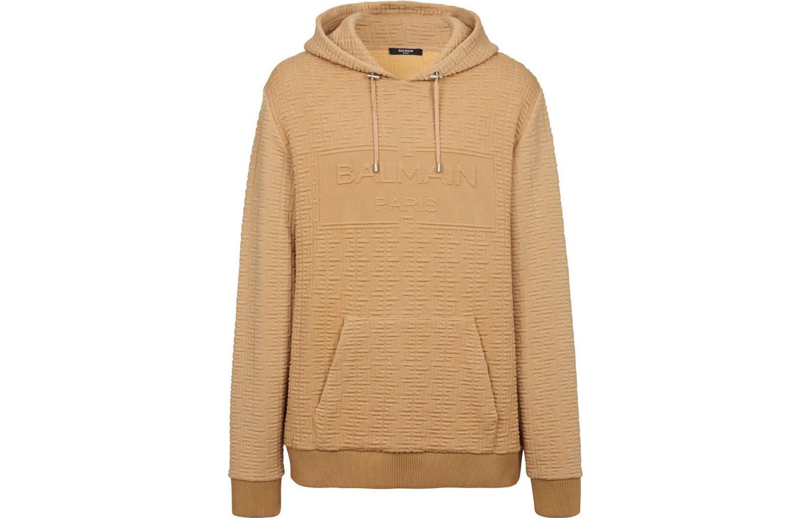 BALMAIN FW22  Classic Logo Embossed Sweatshirt Khaki Color. YH0JT047JB158KC