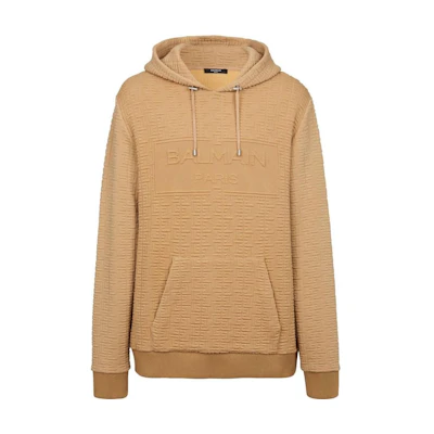BALMAIN FW22 Classic Logo Embossed Sweatshirt Khaki Color. YH0JT047JB158KC
