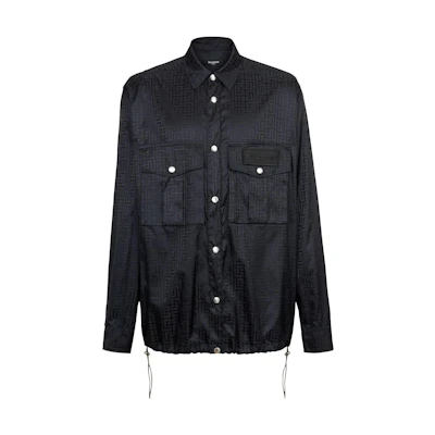 BALMAIN FW22 Classic Logo Long Sleeve Shirt Black YH1HD00011XB-EAP