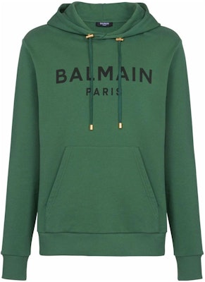 발망 FW22 그린 로고 프린트 드로스트링 후디 풀오버. YH1JR002BB65UDD Order 발망 FW22 그린 로고 프린트 드로스트링 후디 풀오버. YH1JR002BB65UDD