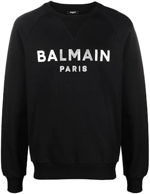 BALMAIN FW22 Letter Print Crewneck Sweatshirt Black Silver YH1JQ005BB29-EAC Order BALMAIN FW22 Letter Print Crewneck Sweatshirt Black Silver YH1JQ005BB29-EAC