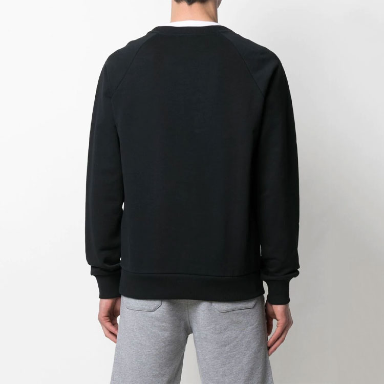 Shop BALMAIN FW22  Letter Print Crewneck Sweatshirt Black Silver YH1JQ005BB29-EAC