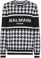 BALMAIN FW22 Logo Jacquard Houndstooth Wool Sweater - Black YH1KD000KC08-GAB BALMAIN FW22 Logo Jacquard Houndstooth Wool Sweater - Black YH1KD000KC08-GAB
